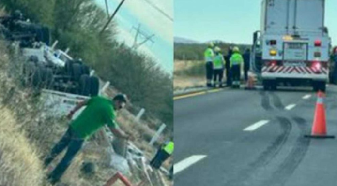 Impactan tres vehículos de carga se impactaron en la carretera federal 15, Hermosillo-Nogales