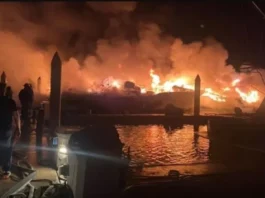 Lujosos yates en Marina Palmira, Baja California Sur son devastados por terrible incendio