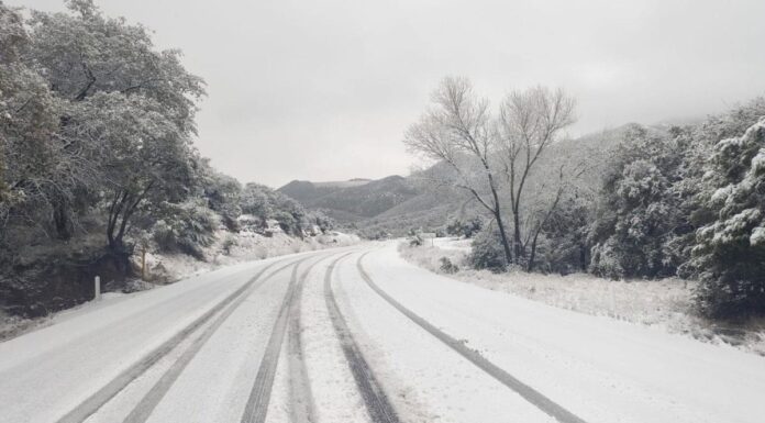 Cierran carretera Ímuris-Cananea por caída de nieve