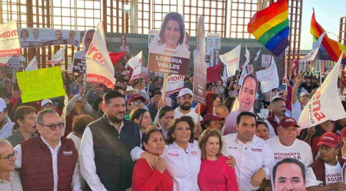 Prometen Lorenia Valles y Heriberto Aguilar mejorar educación, pensiones y seguridad a habitantes en SLRC