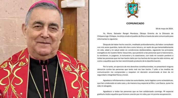 “Perdono a todas las personas que me han hecho daño”: Obispo de Chilpancingo decide no presentar cargos