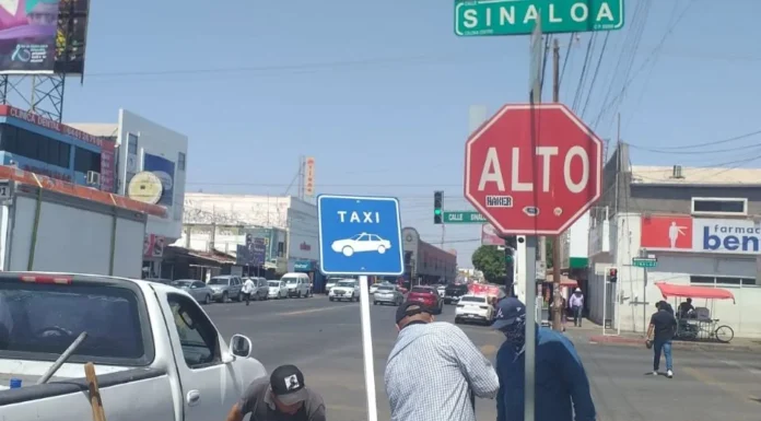 Instalan señalamientos para los taxis ‘ruleteros’ tras manifestación en Cajeme, Sonora