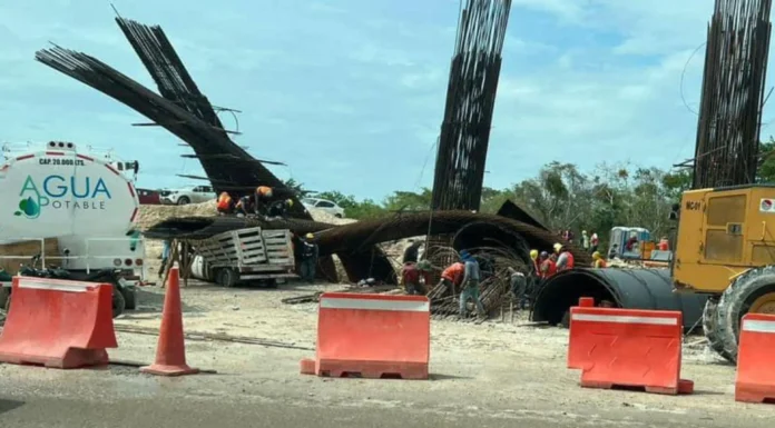 Cae parte de puente en tramo 7 del Tren Maya tras intensas lluvias en el sureste