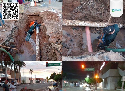 OOMAPASC REPARA LÍNEA DE AGUA EN EL CENTRO DE CAJEME