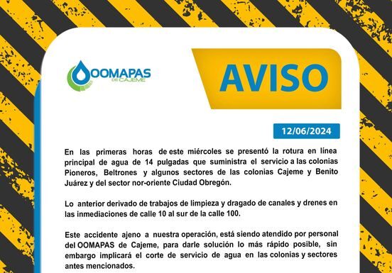 POR LIMPIEZA DE CANALES Y DRENES, AFECTARON TUBERIAS DE OOMAPASC