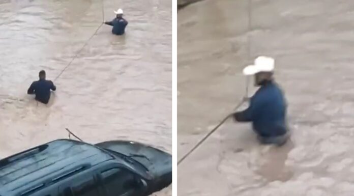 Hombre arriesga su vida para salvar a familia atrapada en vehículo durante tormenta en Magdalena, Sonora