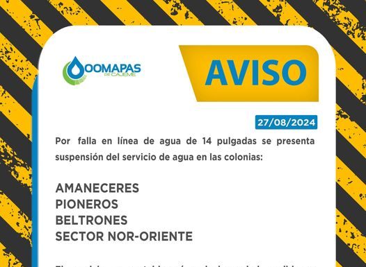 PRESENTAN FALLAS LINEAS DE AGUA, EN ALGUNAS COLONIAS: OOMAPASC