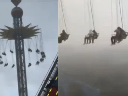 ¡Pánico en sillas voladoras! Quedan colgados a 70 metros de altura en Six Flags