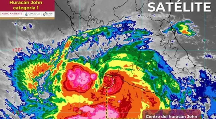 ‘John’ vuelve a ser huracán categoría 1; alerta en Guerrero, Michoacán y Colima