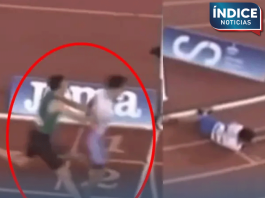 Polémico gesto en el atletismo: empujó a su rival en la meta