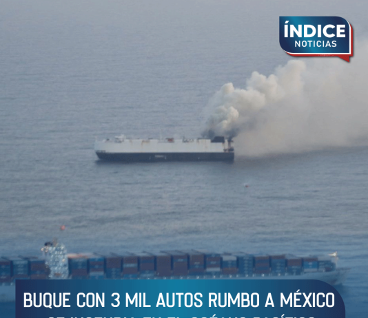 Buque con 3 mil autos rumbo a México se incendia en el Océano Pacífico